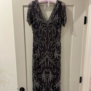 Pisarro Nights Beaded Mesh Column Gown